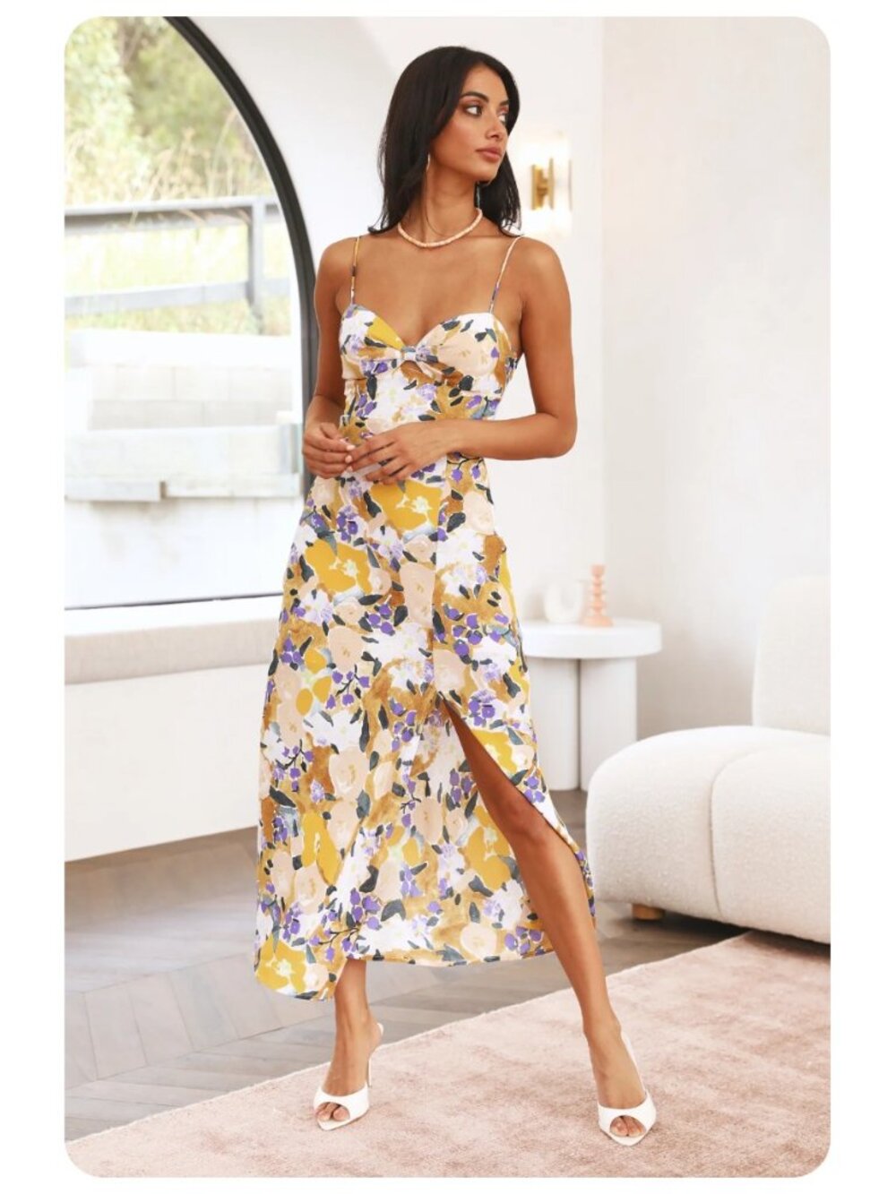 Hello Molly Living With Grace Spaghetti Strap Abstract Floral Print Maxi Dress - Picture 2 of 10